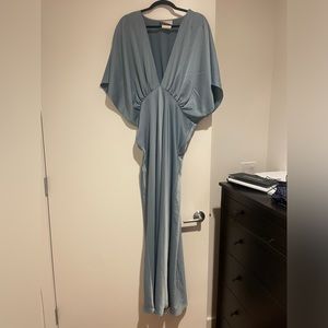 BHLDN Leila Satin Charmeuse Dress in Dusty Blue